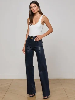 Clayton Coated Wide-Leg Jean