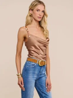 Lux Silk Buckle-Strap Camisole