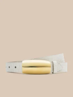 Marlowe Croc-Embossed Leather Belt