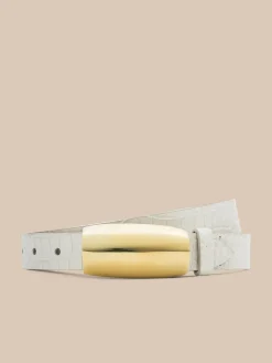 Marlowe Croc-Embossed Leather Belt