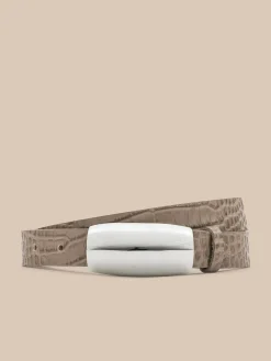 Marlowe Croc-Embossed Leather Belt