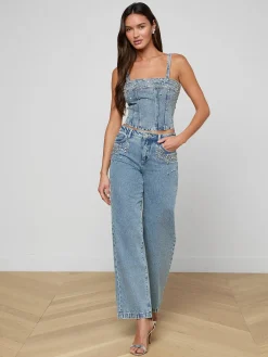 Scottie Embellished Wide-Leg Jean
