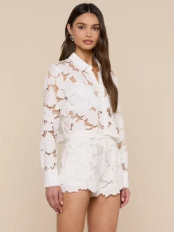 Seychelle Cropped Eyelet Blouse