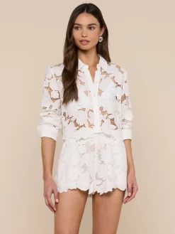 Seychelle Cropped Eyelet Blouse