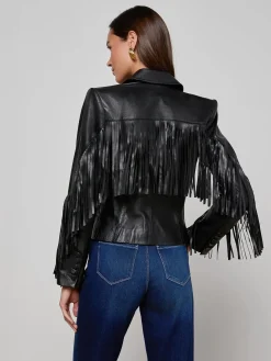 Vashti Fringed Leather Blazer