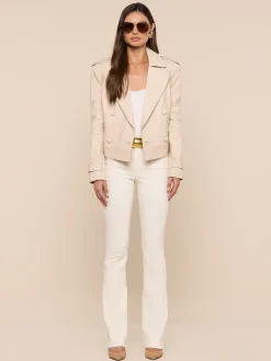 Xoey Cropped Leather Trench Coat