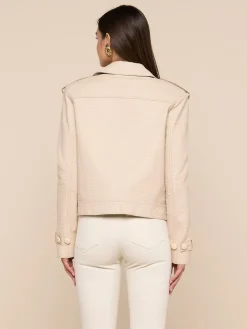 Xoey Cropped Leather Trench Coat