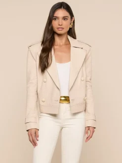 Xoey Cropped Leather Trench Coat